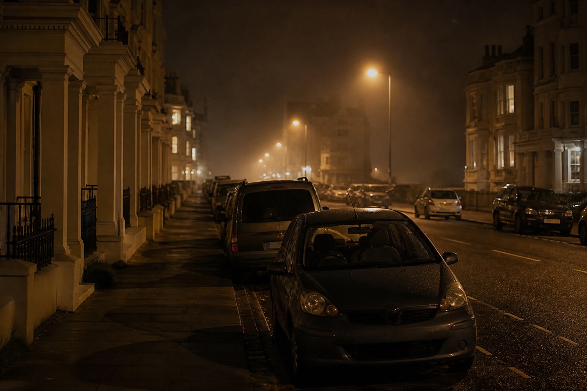 Overnight street parking along a Brighton terrace