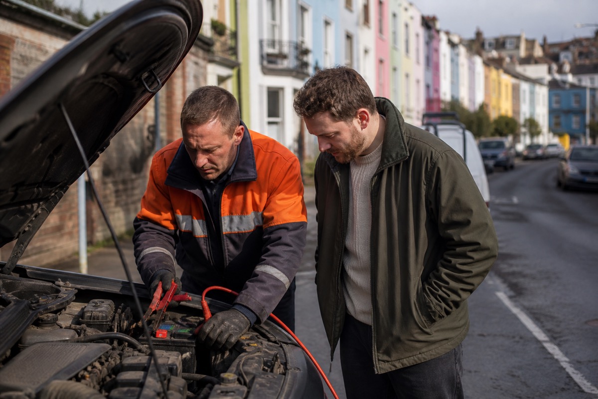 Weekend roadside jump start assistance in Bristol